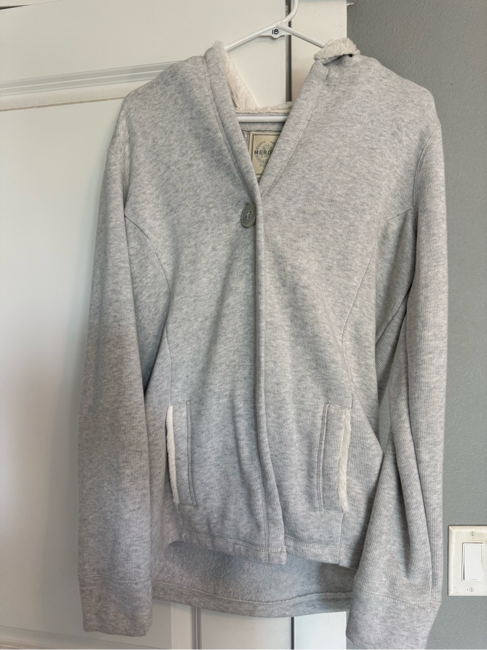Merona Light Gray Hooded Teddy-Lined Jacket